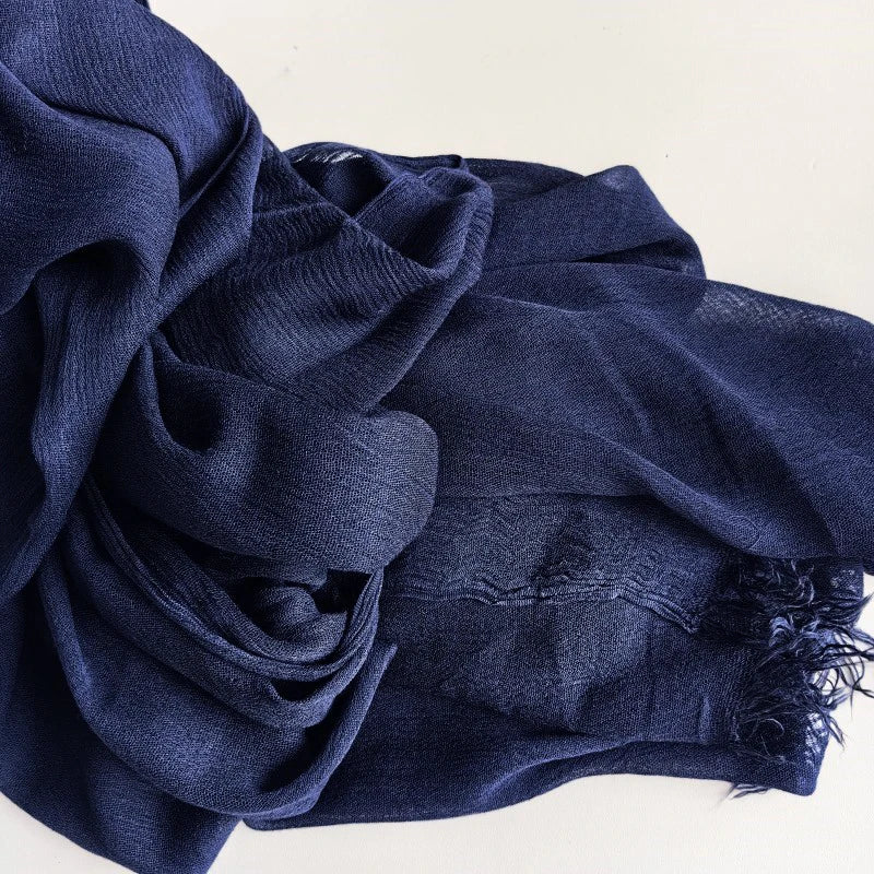 Soft Cotton-Viscose Tassel Hijab – 200x90cm Plain Headscarf (60 Colors)