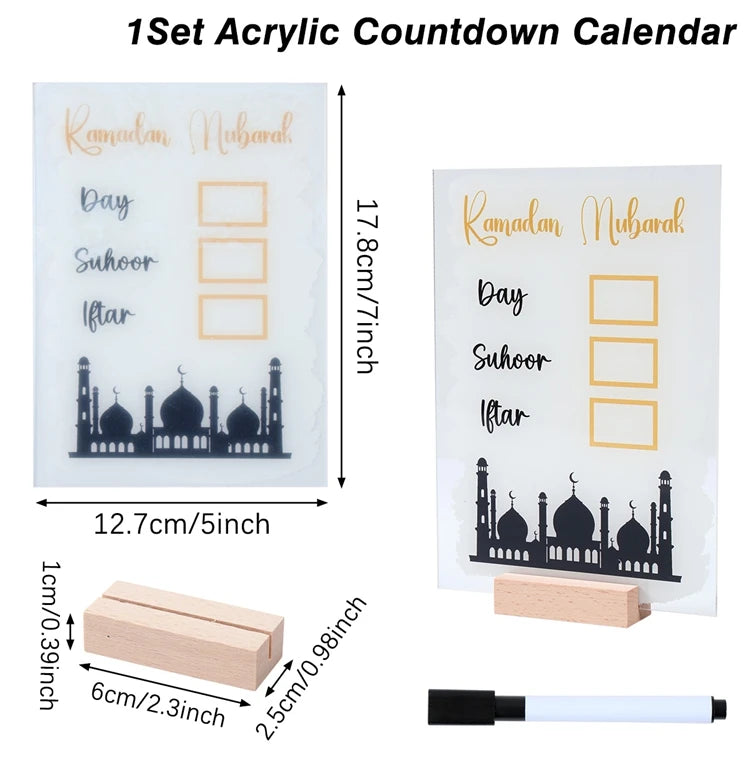 Ramadan Countdown Calendar – Eid Mubarak Home Decoration Ornament