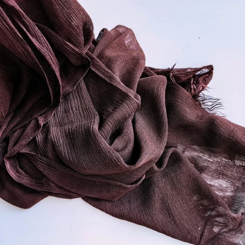 Soft Cotton-Viscose Tassel Hijab – 200x90cm Plain Headscarf (60 Colors)