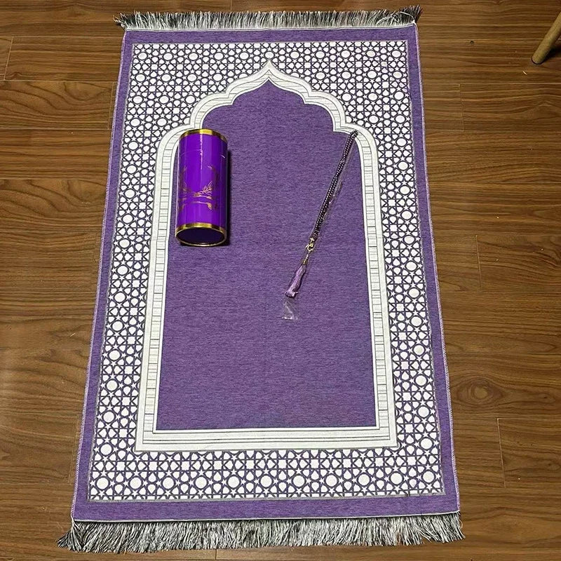 3-Piece Muslim Prayer Mat Set – Prayer Rug, Carry Bag & Tasbih Beads | Ramadan & Hajj Gift