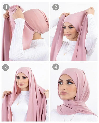 Women's Pin-Free Instant Chiffon Hijab – 72×175cm, 8 Colors