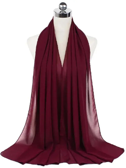 Solid Chiffon Hijab Scarf & Shawl for Women | Ready-to-Wear Muslim Headscarf | 65 Colors