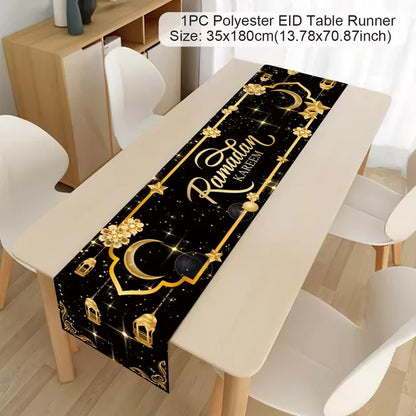 Ramadan Table Runner - Eid Mubarak Cloth Decoration 180x35cm