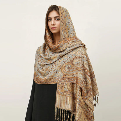 Women's Embroidered Pashmina Hijab Scarf – Soft Cashmere-Feel Shawl