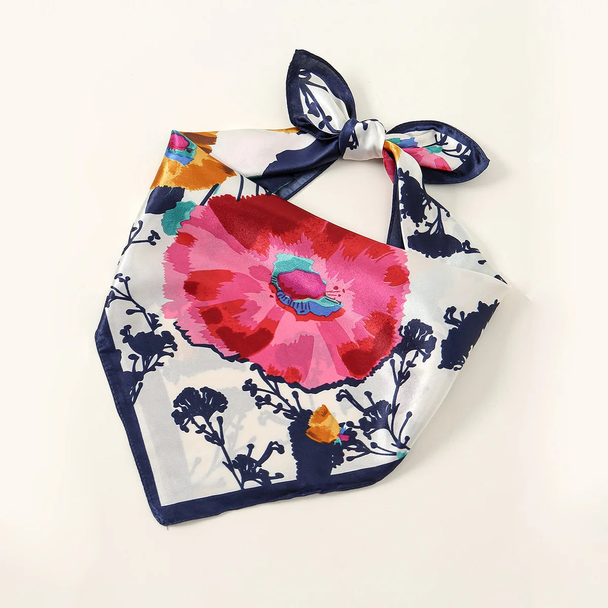 Printed Satin-Feel Square Scarf – Silk-Look Hijab, Turban & Head Wrap for Women | Multiple Sizes & Prints