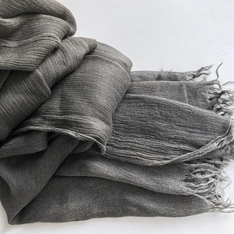 Soft Cotton-Viscose Tassel Hijab – 200x90cm Plain Headscarf (60 Colors)