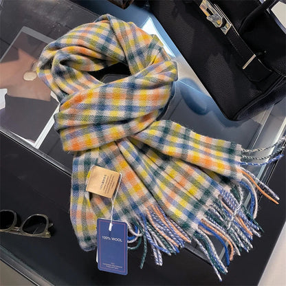 100% Wool Plaid Winter Scarf & Shawl – Long Warm Wrap & Hijab for Women (47 Colors)