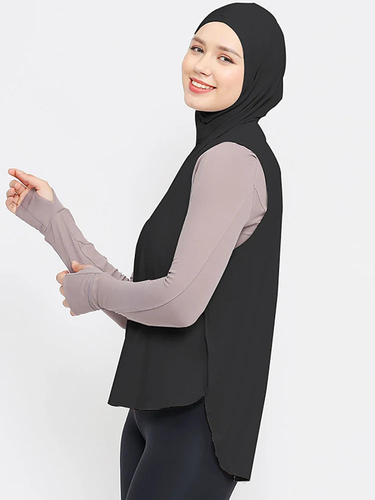 Women's Sporty Vest-Style Inner Hijab – Knitted Nylon Instant Turban