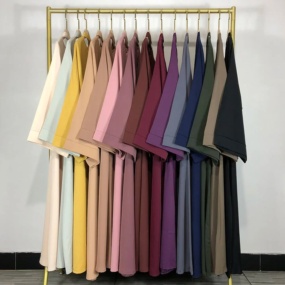 Plain Nida Abaya with Belt – Long-Sleeve Modest Dress