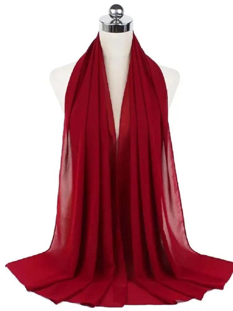 Solid Chiffon Hijab Scarf & Shawl for Women | Ready-to-Wear Muslim Headscarf | 65 Colors