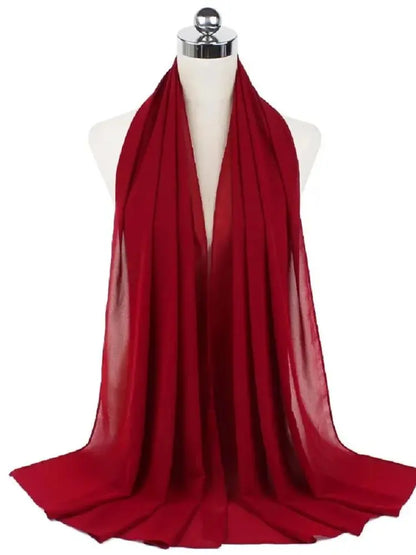 Solid Chiffon Hijab Scarf & Shawl for Women | Ready-to-Wear Muslim Headscarf | 65 Colors