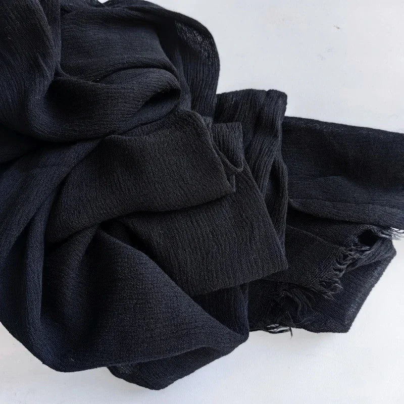 Soft Cotton-Viscose Tassel Hijab – 200x90cm Plain Headscarf (60 Colors)