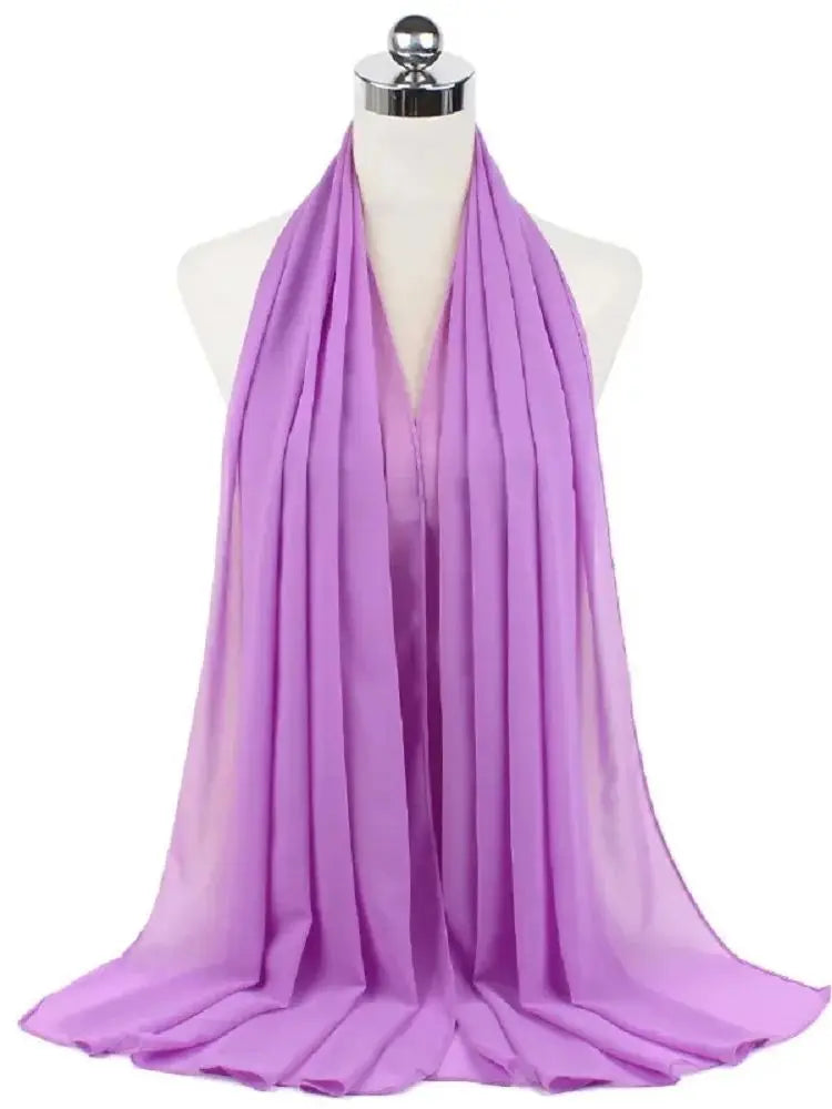 Solid Chiffon Hijab Scarf & Shawl for Women | Ready-to-Wear Muslim Headscarf | 65 Colors