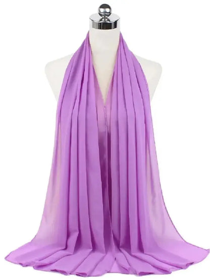 Solid Chiffon Hijab Scarf & Shawl for Women | Ready-to-Wear Muslim Headscarf | 65 Colors