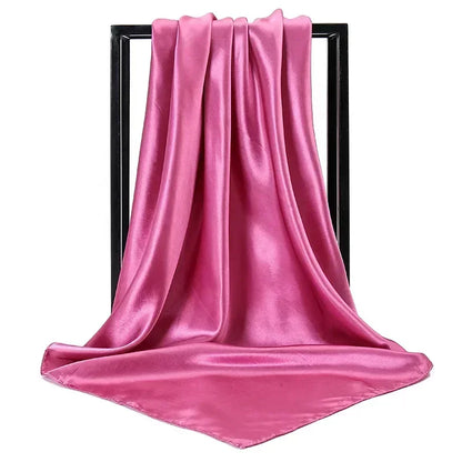 Satin Silk Square Hijab Scarf for Women | 90×90cm Shiny Solid Wrap | 32 Colors