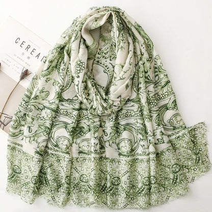 Printed Tassel Hijab Scarf & Shawl for Women | 88×180cm Bohemian Wrap | 60 Designs
