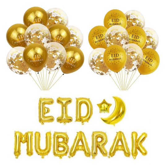 Eid Mubarak Balloon Pack – Latex Ramadan & Eid Party Decorations for Home | 10 Pieces | 8 Assortments