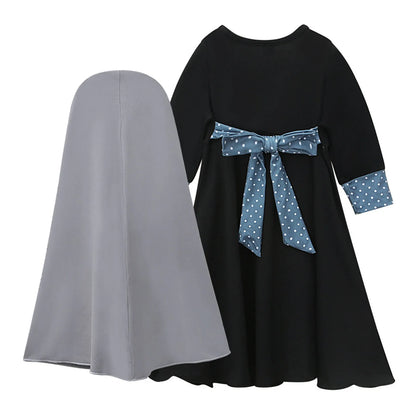 Girls Muslim Abaya with Hijab Set – Full Length Maxi Robe for Eid & Ramadan | 12M–14Y