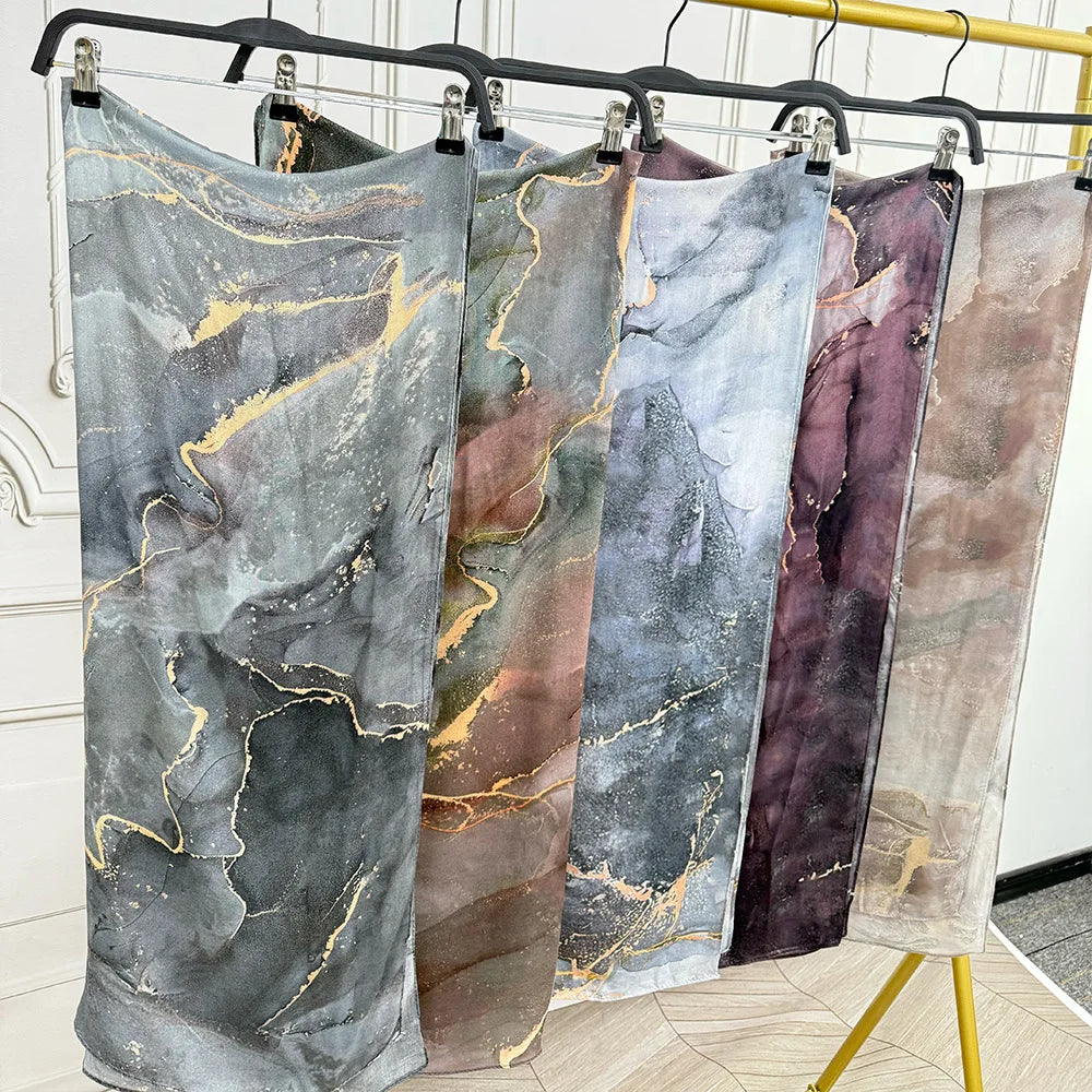 Patterned Voile Hijab Scarf - 170x70cm Modal Headscarf