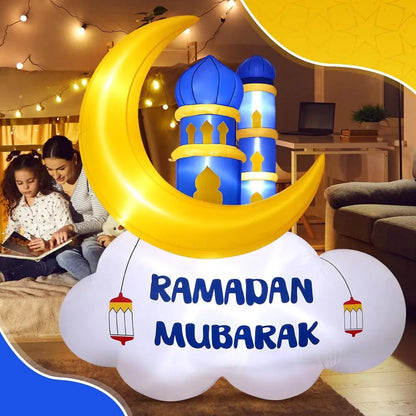 Giant LED Inflatable Ramadan & Eid Mosque Decoration – 5.9ft Outdoor Yard Inflatable with Lights | Ramadan Mubarak