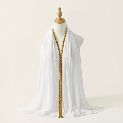 Chiffon Hijab Scarf with Lace & Sequin Detail