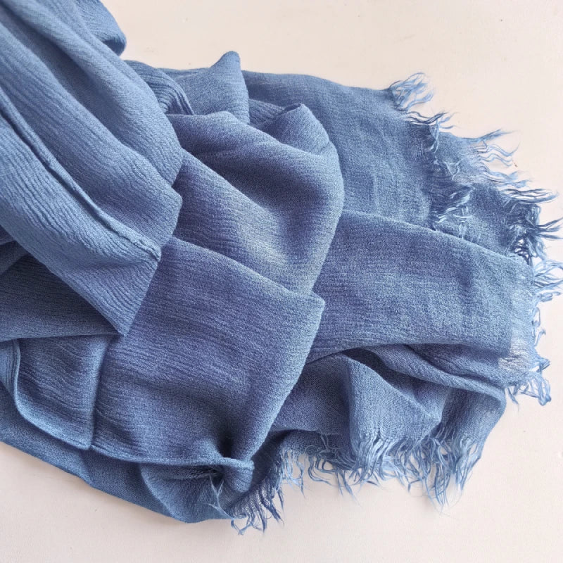 Soft Cotton-Viscose Tassel Hijab – 200x90cm Plain Headscarf (60 Colors)