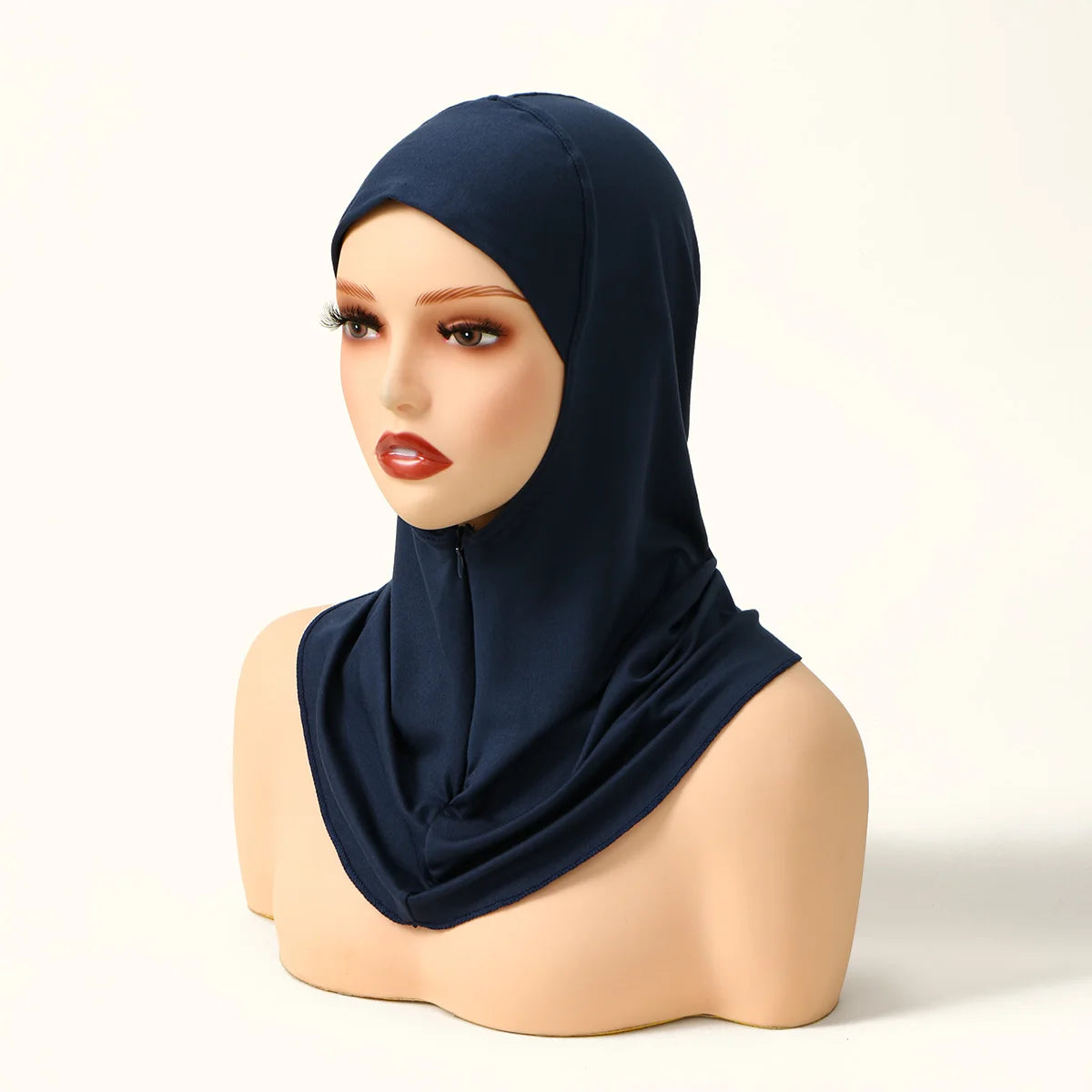 Women's Zipper Hijab Inner Cap – Milk Silk Modal Underscarf with Chain Detail