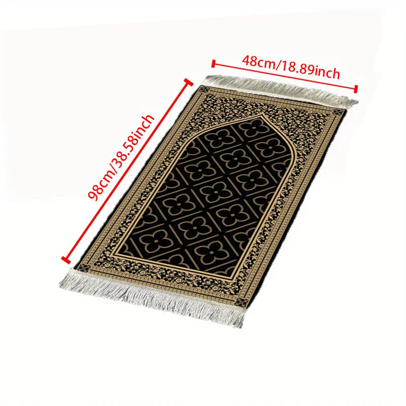 Luxury Black & Gold Floral Prayer Mat – Portable Non-Slip Islamic Rug | Indoor, Outdoor & Pilgrimage | 2 Sizes