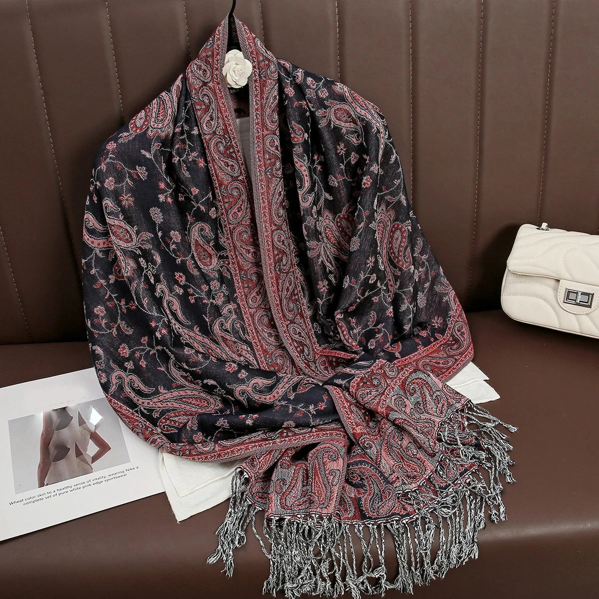 Women's Embroidered Pashmina Hijab Scarf – Soft Cashmere-Feel Shawl