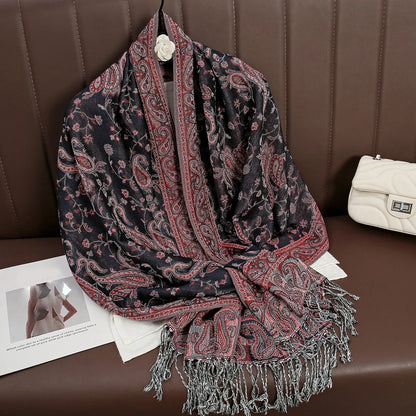 Women's Embroidered Pashmina Hijab Scarf – Soft Cashmere-Feel Shawl