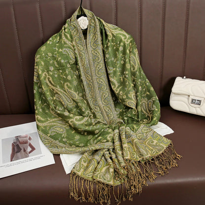 Women's Embroidered Pashmina Hijab Scarf – Soft Cashmere-Feel Shawl