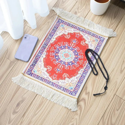 Portable Prayer Rug Set with Prayer Beads - 30x40cm