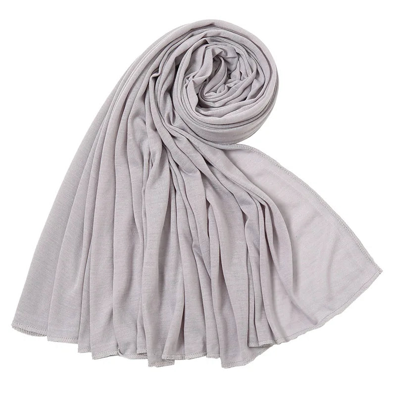 Women's Plain Cotton Jersey Hijab Scarf – Long Soft Shawl, 39 Colors