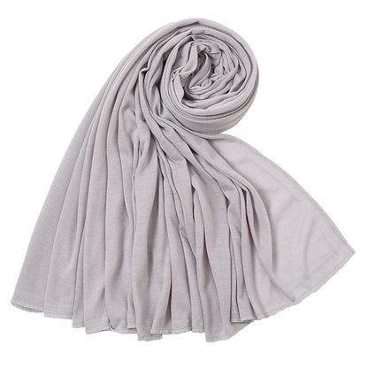 Women's Plain Cotton Jersey Hijab Scarf – Long Soft Shawl, 39 Colors