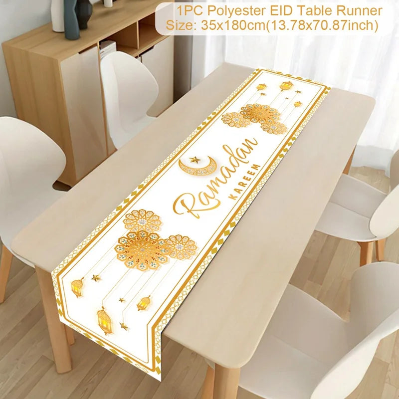 Ramadan Table Runner - Eid Mubarak Cloth Decoration 180x35cm