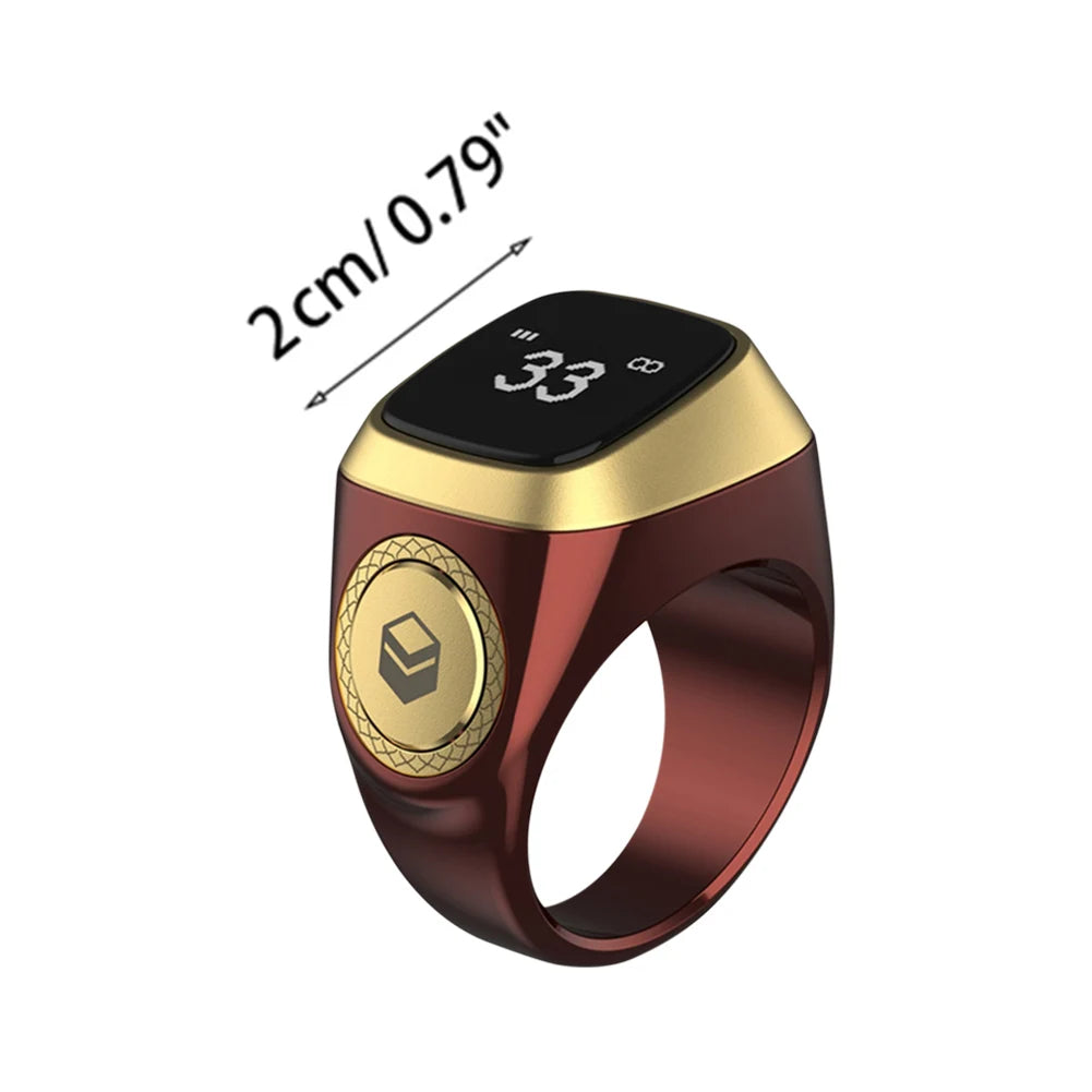 iQibla Smart Tasbeeh Ring M02 PRO – Bluetooth 5.1, OLED Display, 5 Prayer Reminders