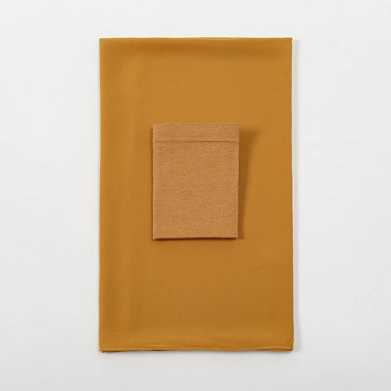 2-Piece Chiffon Hijab & Matching Undercap Set – Plain Shawl with Inner Cap for Women | 42 Colors