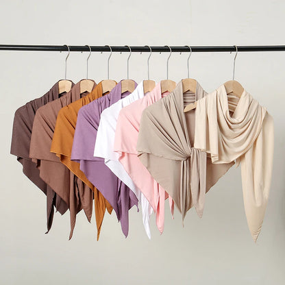 Jersey Triangle Hijab Scarf – Soft Solid Color Shawl & Head Wrap (Single & 2-Piece Sets)