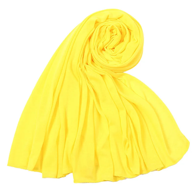 Women's Plain Cotton Jersey Hijab Scarf – Long Soft Shawl, 39 Colors