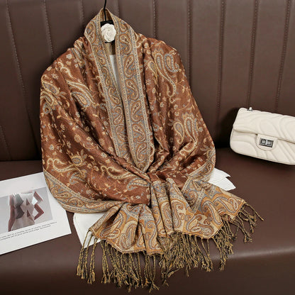 Women's Embroidered Pashmina Hijab Scarf – Soft Cashmere-Feel Shawl