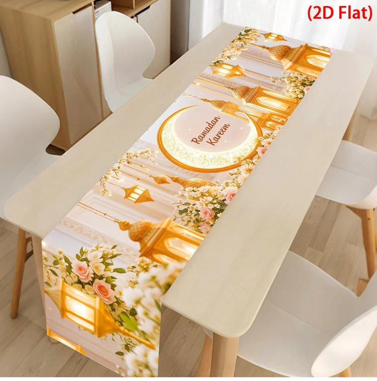 Ramadan Table Runner - Eid Mubarak Cloth Decoration 180x35cm
