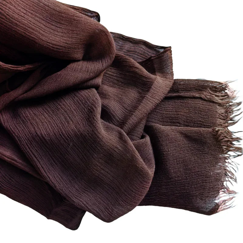 Soft Cotton-Viscose Tassel Hijab – 200x90cm Plain Headscarf (60 Colors)