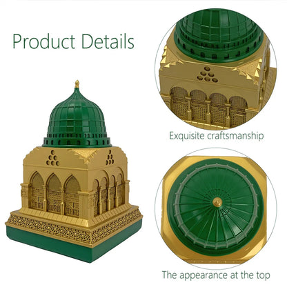 Green & Gold Mosque Replica – Islamic Architectural Decor Ornament