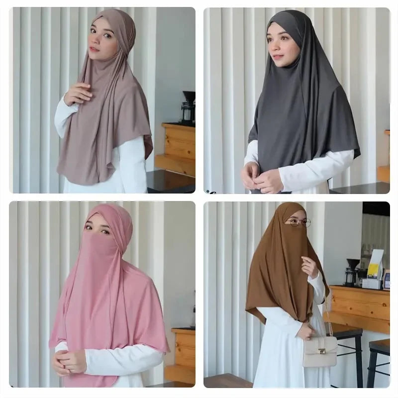 Instant Khimar Hijab & Turban for Women | Plain Two-Piece Headwrap | 9 Colors