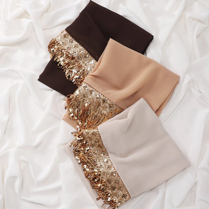 Women's Sequin Tassel Chiffon Hijab – Luxury Long Scarf & Shawl