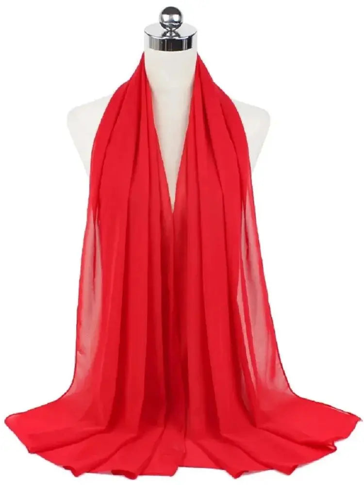 Solid Chiffon Hijab Scarf & Shawl for Women | Ready-to-Wear Muslim Headscarf | 65 Colors