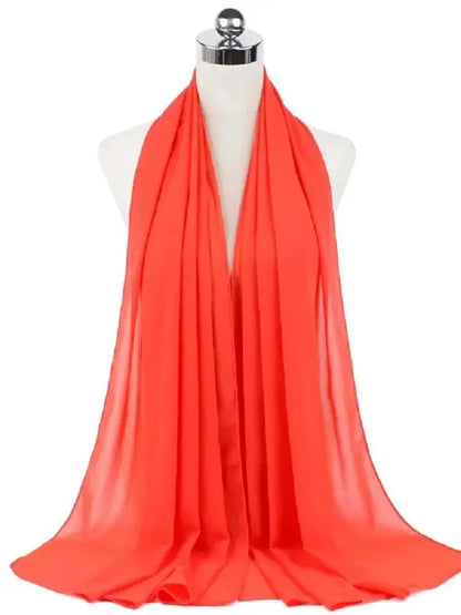 Solid Chiffon Hijab Scarf & Shawl for Women | Ready-to-Wear Muslim Headscarf | 65 Colors