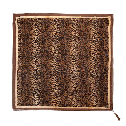 Leopard Print Satin Hijab with Diamond Detail – Square Headscarf & Shawl (4 Colors)