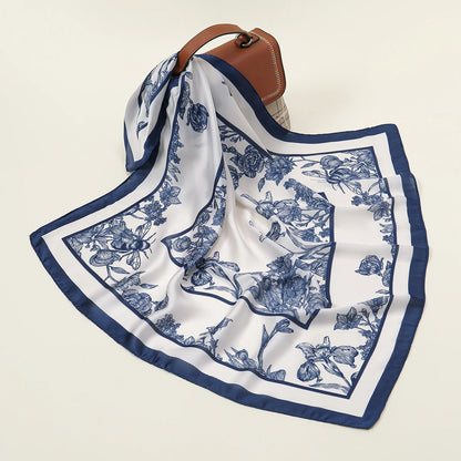 Printed Satin-Feel Square Scarf – Silk-Look Hijab, Turban & Head Wrap for Women | Multiple Sizes & Prints