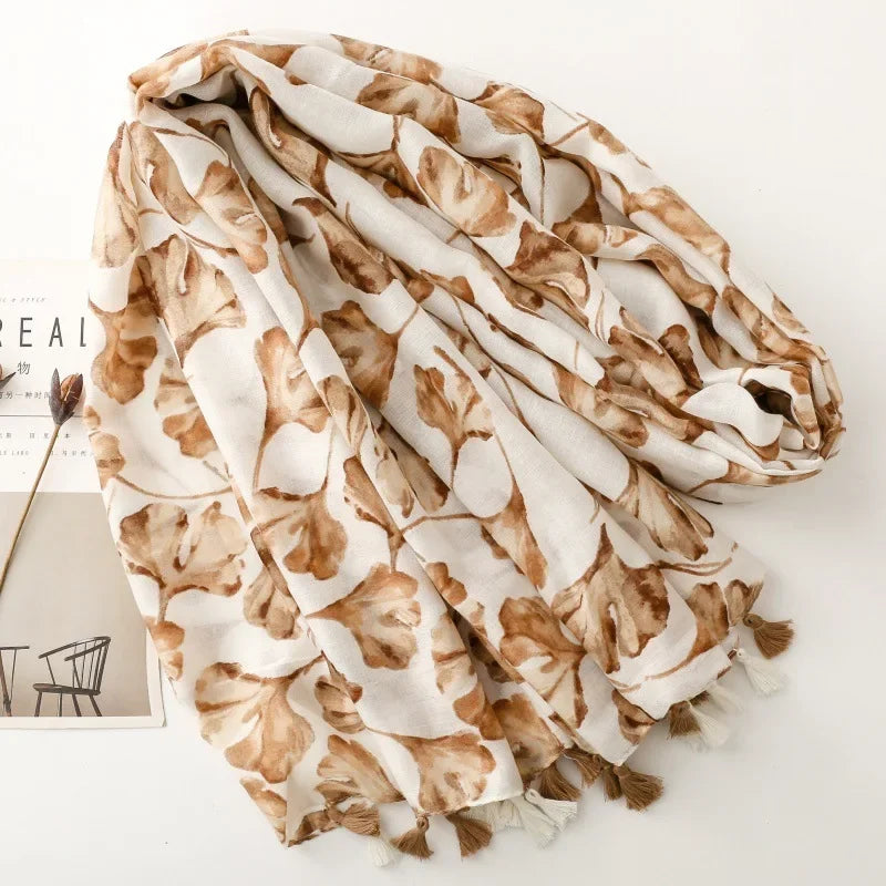 Printed Tassel Hijab Scarf & Shawl for Women | 88×180cm Bohemian Wrap | 60 Designs